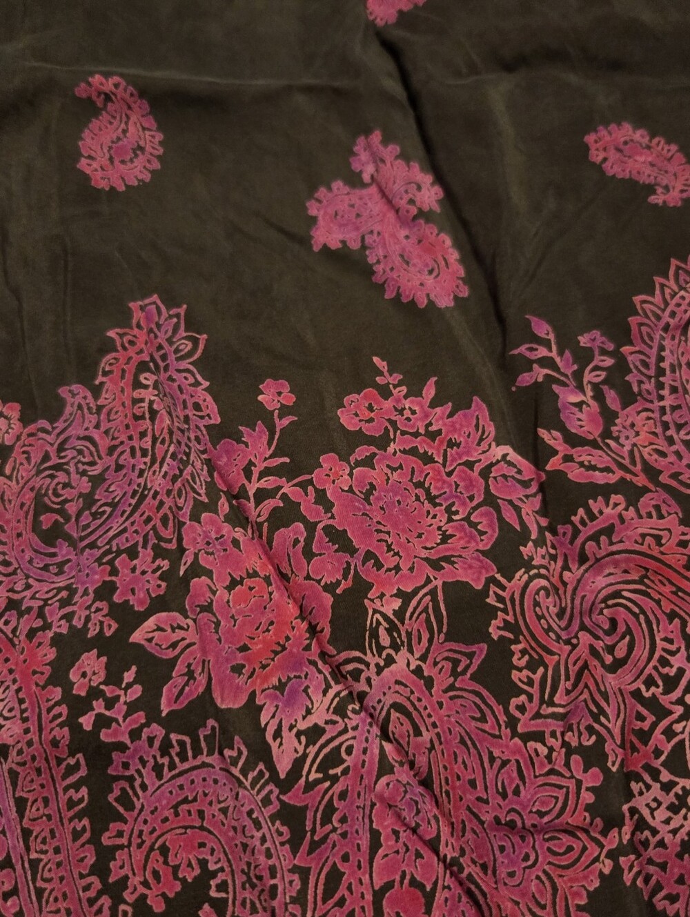 Vintage Brown Paisley Silk Wrap Skirt Size 13/14 - Picture 4 of 6